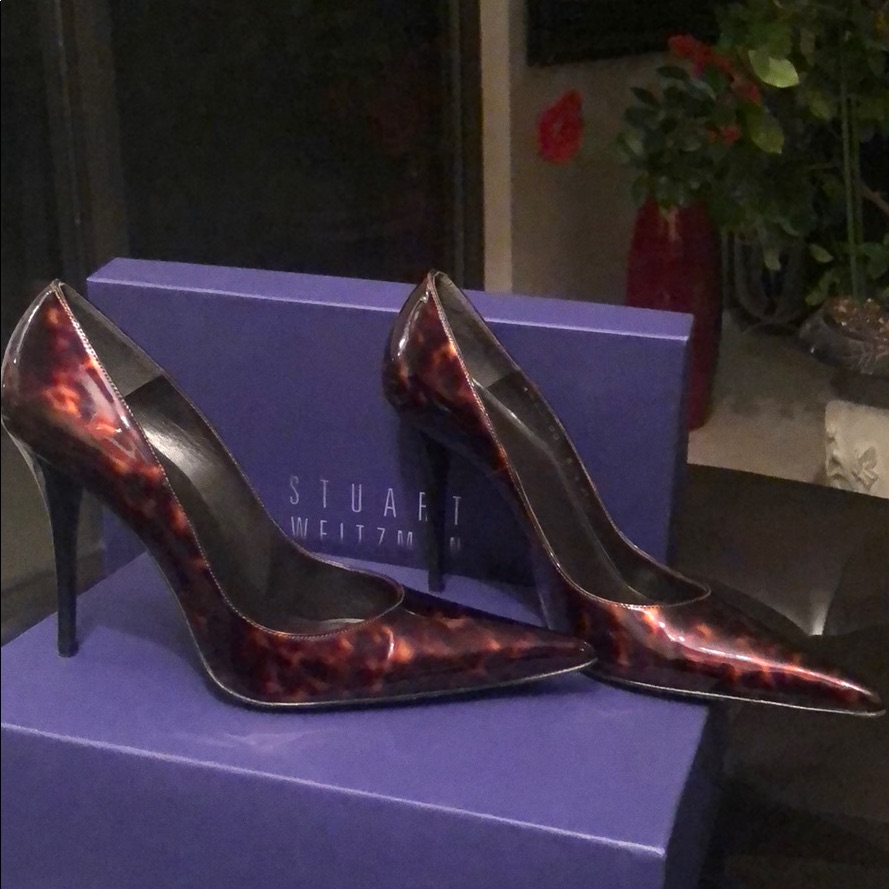 Stuart Weitzman Black-Brown Stilettos, Size 8.5